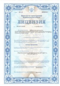 Фото лицензии клиники "Стоматология Эргодент ул. 1812 года, д. 53" - 1
